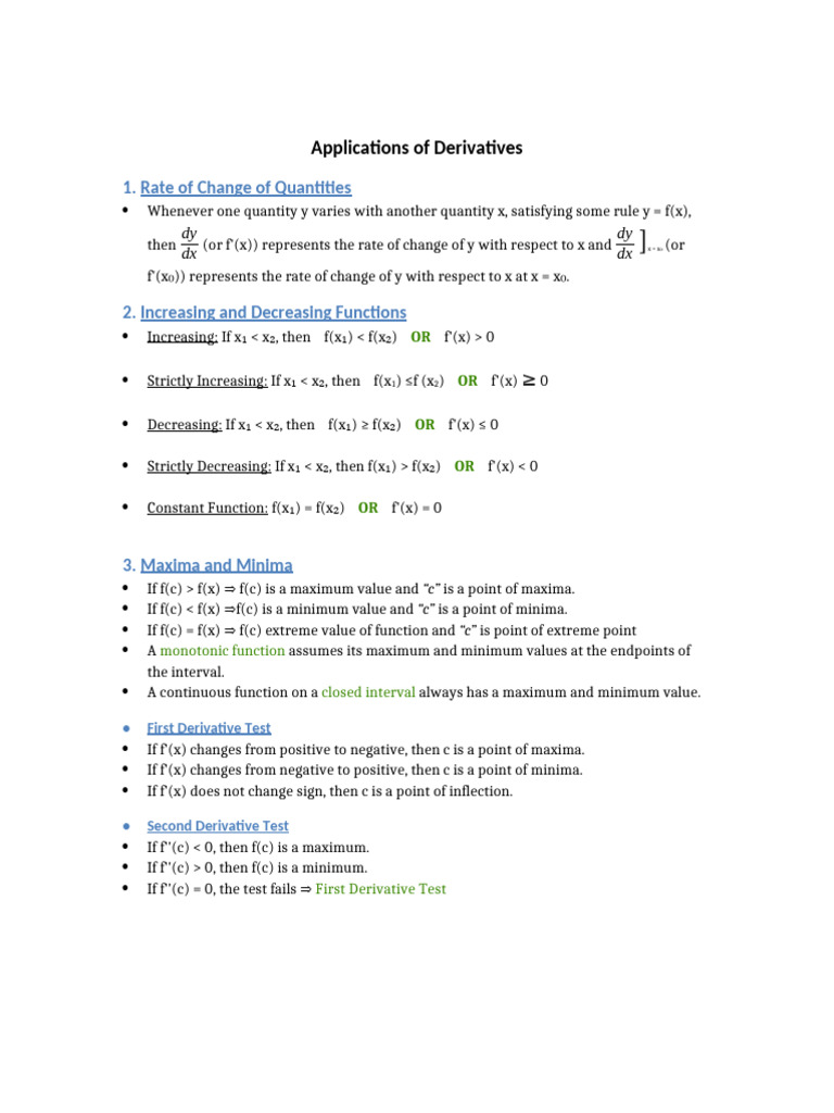 Applications of Derivatives | PDF