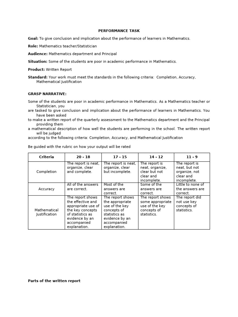 PERFORMANCE TASK 3rd Math 10 1 | PDF | Statistics | Mode (Statistics)