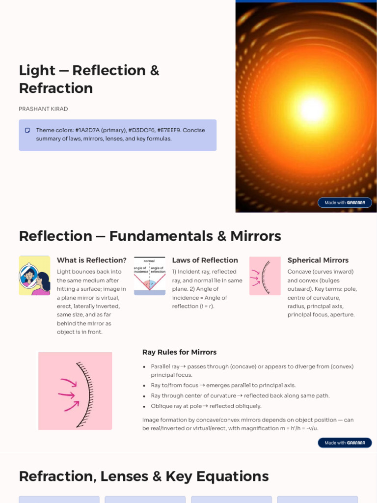 Light Reflection and Refraction | PDF | Optics | Electromagnetic Radiation