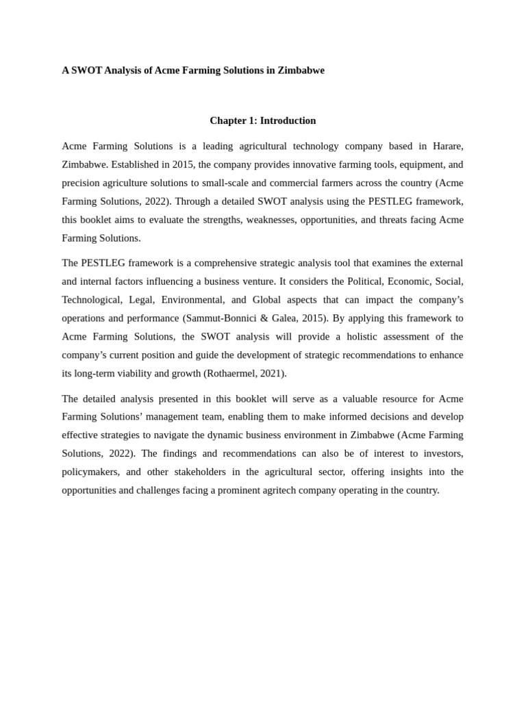 Swot Analysis Using PESTLEG | PDF | Agriculture | Swot Analysis