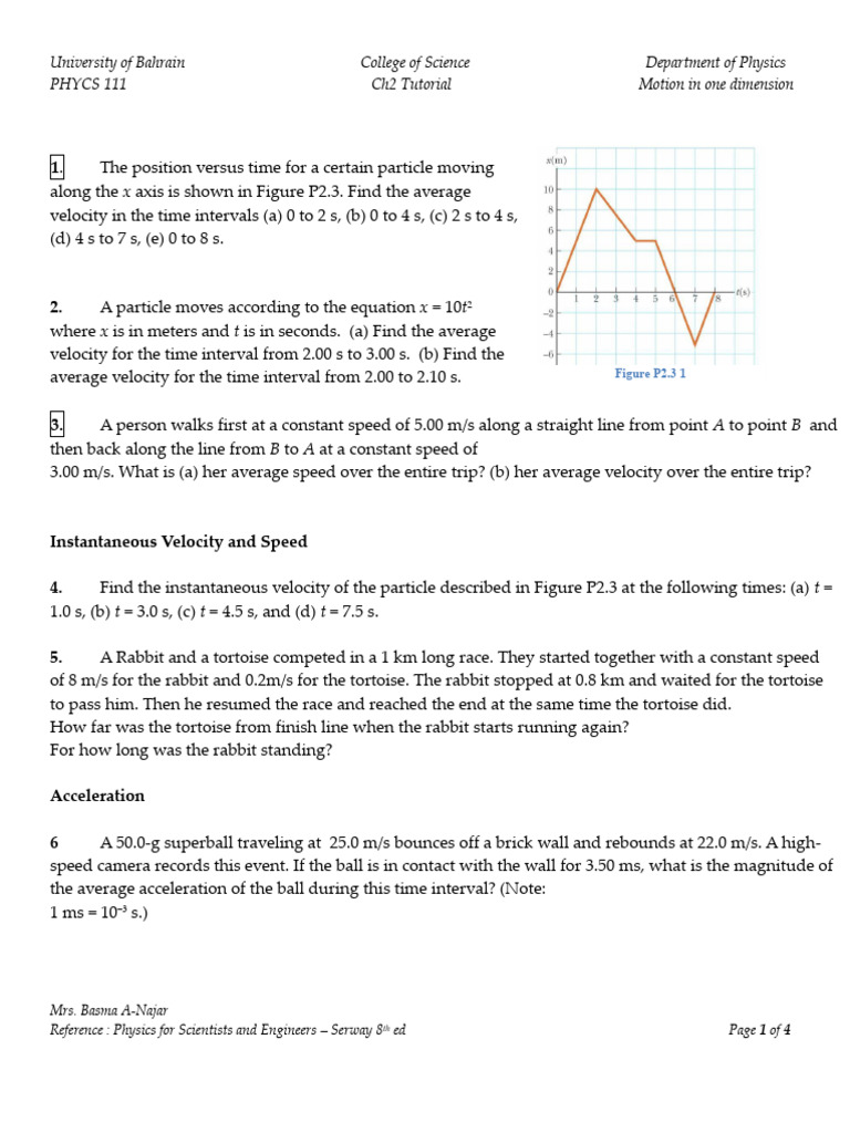 Ch2 Tutorial | PDF | Acceleration | Speed