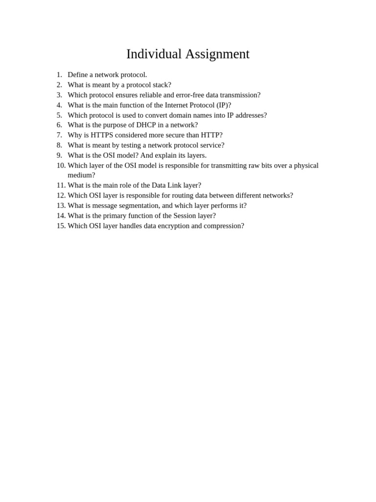 Network Protocol Individual Assignment | PDF