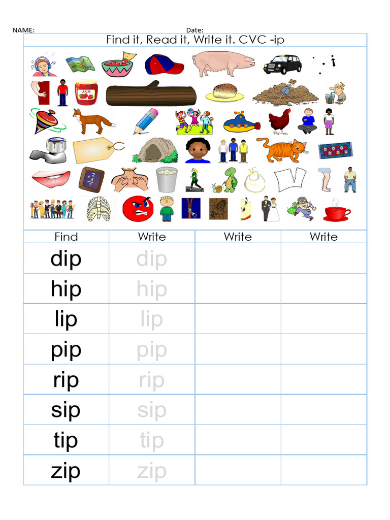 Dip Hip Lip Pip Rip Sip Tip Zip | PDF