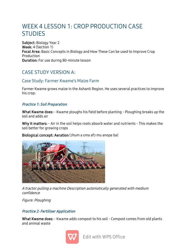 Week 4 Lesson 1 Case Studies Crop Production | PDF | Crop Rotation ...