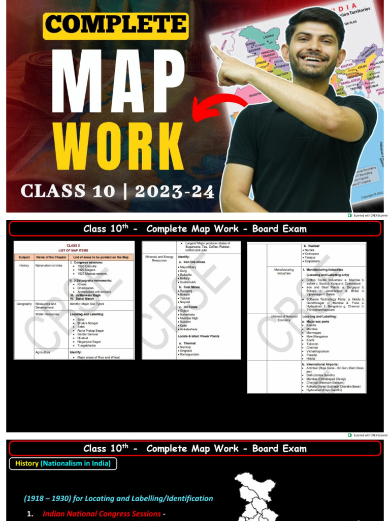 Class 10th - Complete Map Work - Board Exam-1 | PDF