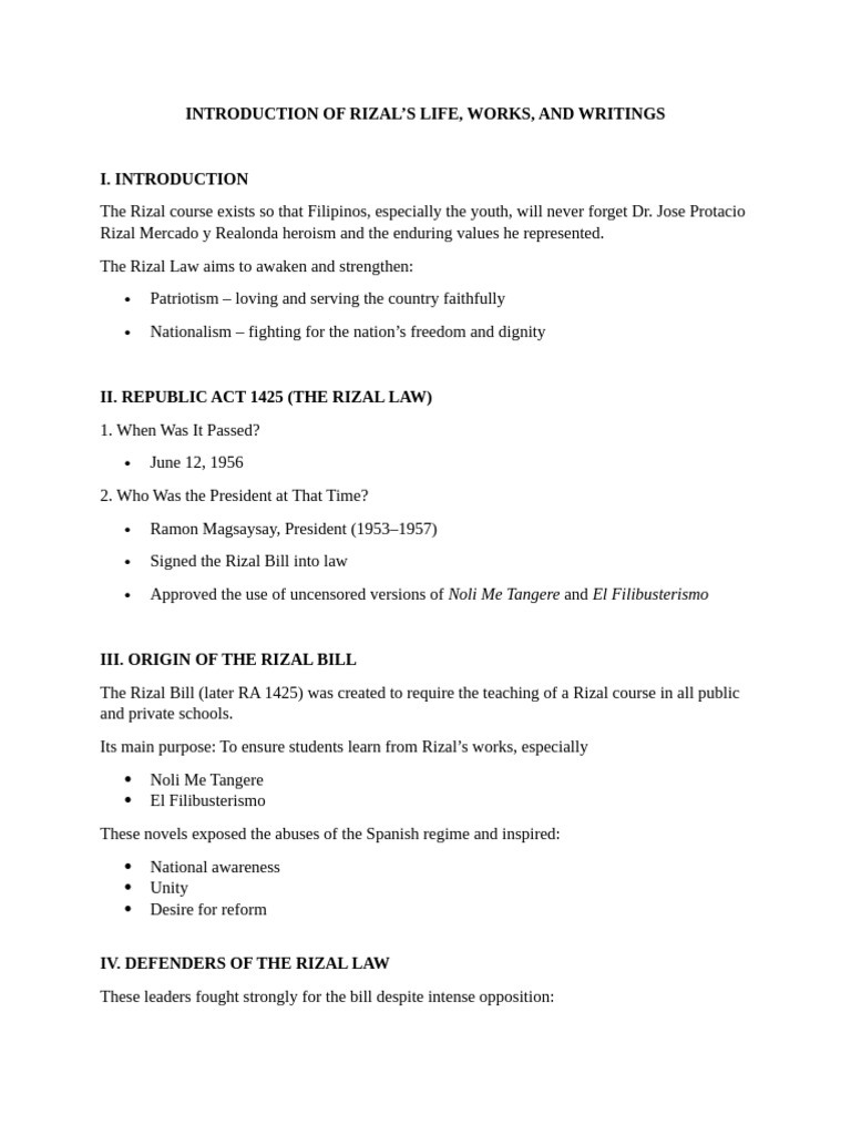 Introduction of Rizal Lesson 1 | PDF