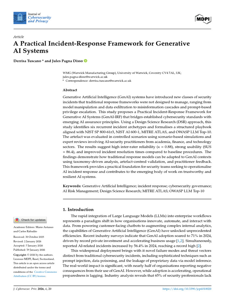 A Practical Incident-Response Framework For Generative AI Systems | PDF ...