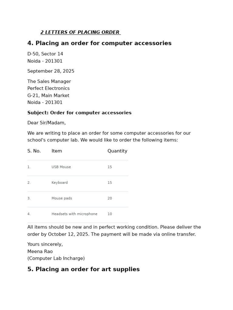 2 Letters of Placing Order | PDF