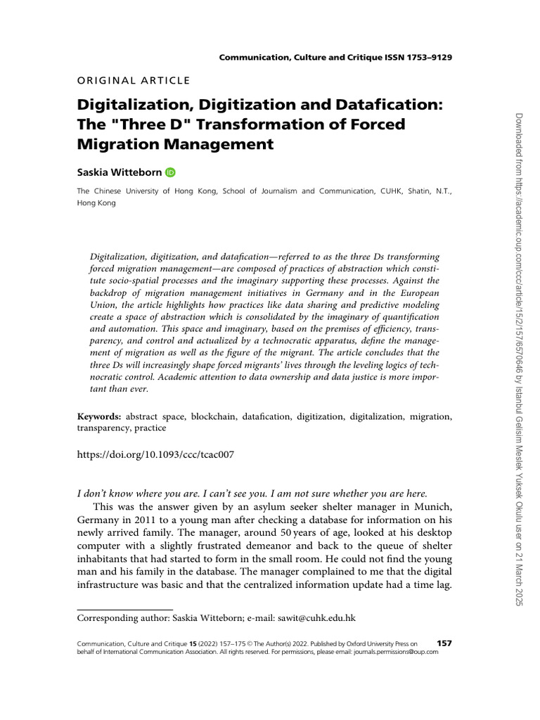 Digitalization, Digitization and Datafication | PDF | Space | Human ...