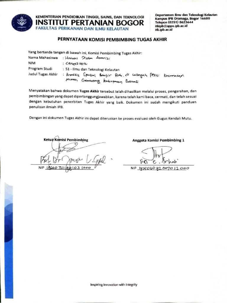 Form TTD Pernyataan Komisi Pembimbing Tugas Akhir (Untuk GKM) | PDF