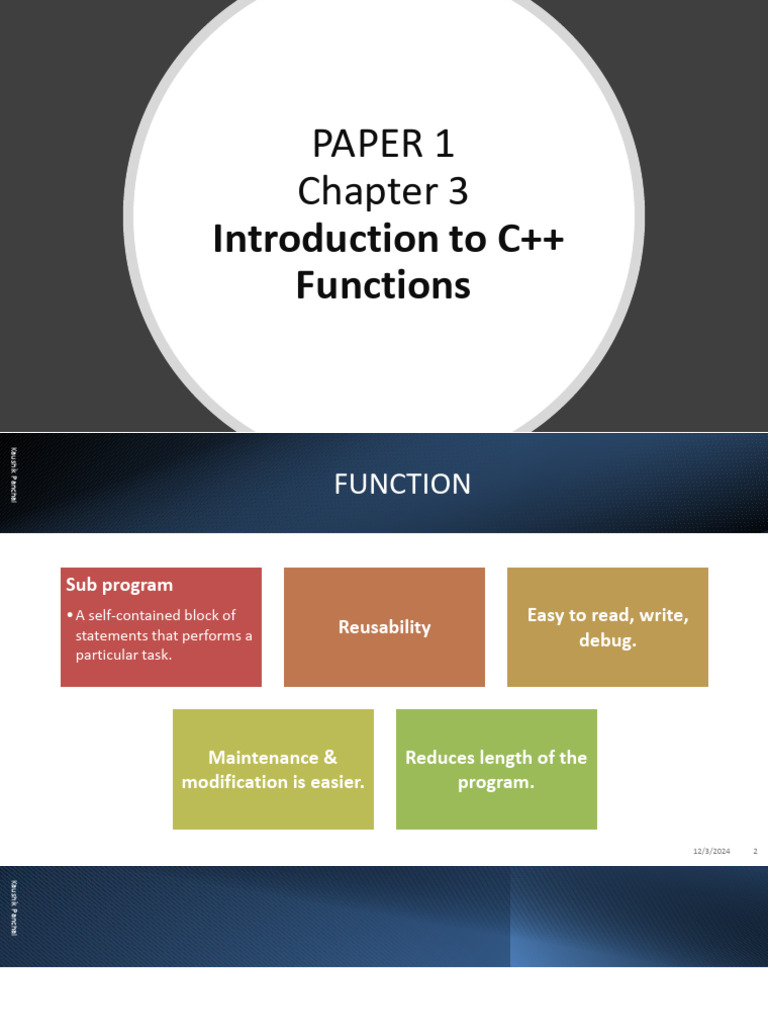 CS1-Ch3 CPP Functions | PDF | Computer Programming | Software Engineering