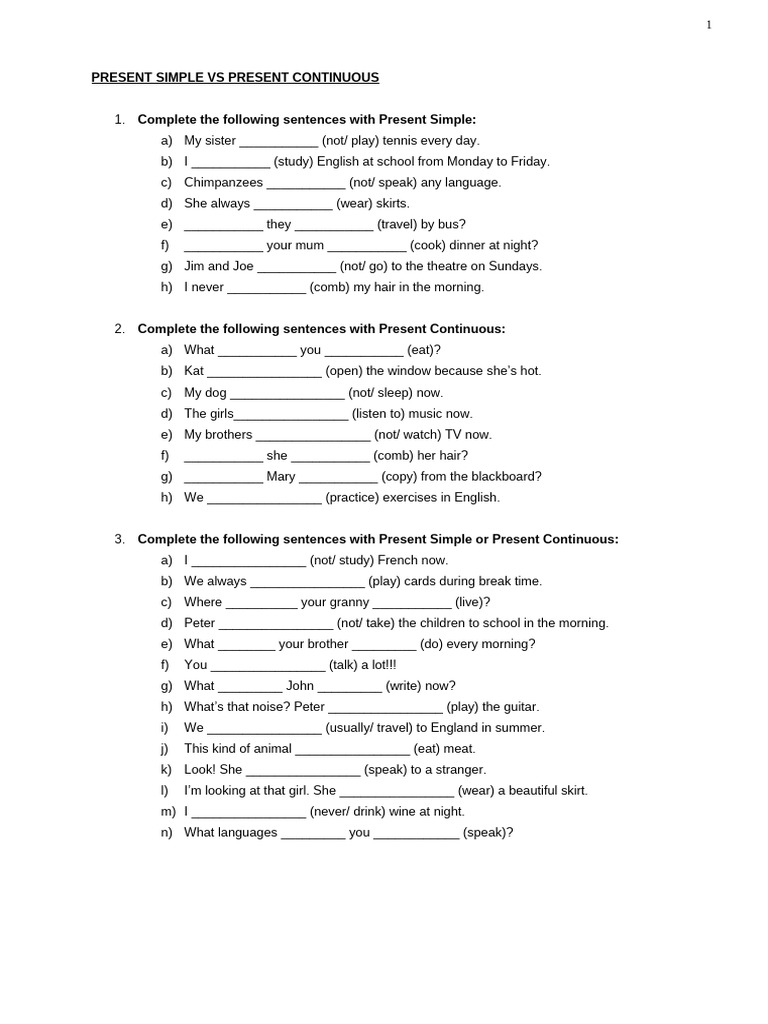 Present Simple and Continuous | PDF