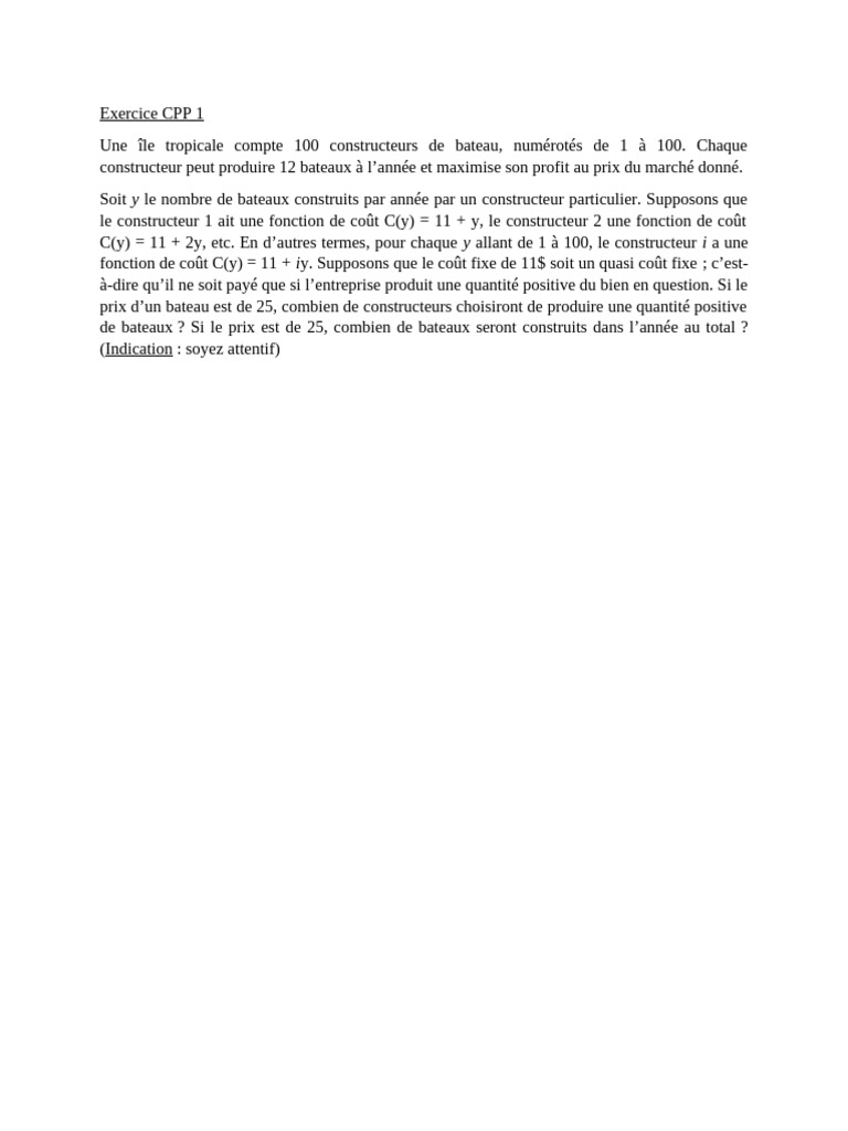 Exercices CPP | PDF | Offre et demande | Prix