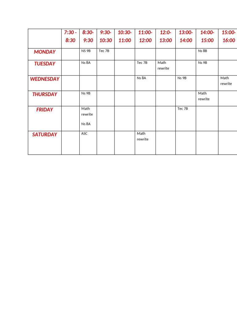 Time Table | PDF