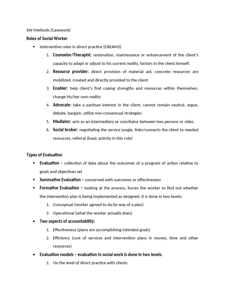 SW Methods Casework Pointers | PDF