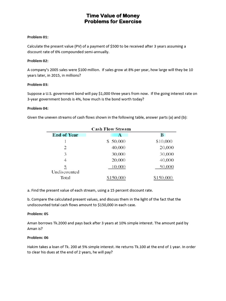 Time Value of Money (Questions) | PDF | Interest | Present Value