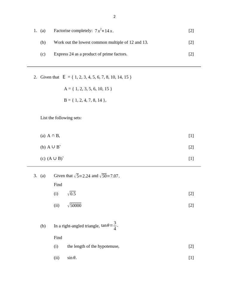 Form 3 Maths Paper 2 Mock 2018 | PDF | Square Root | Mathematics