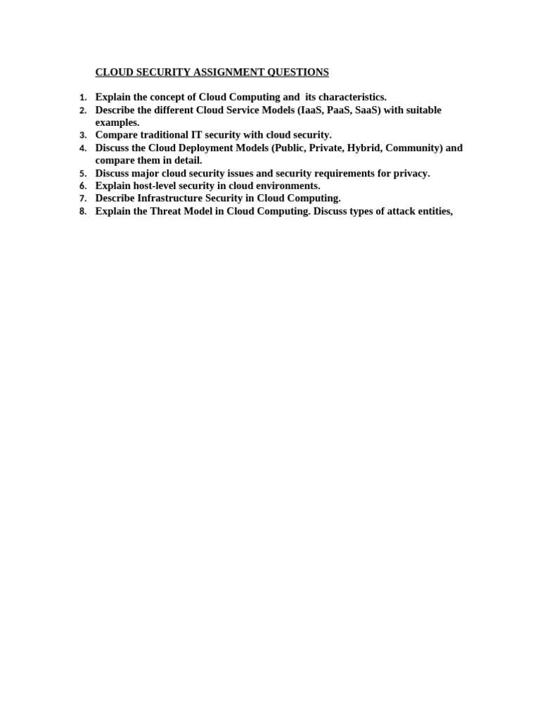 Cloud Security Important Questions | PDF