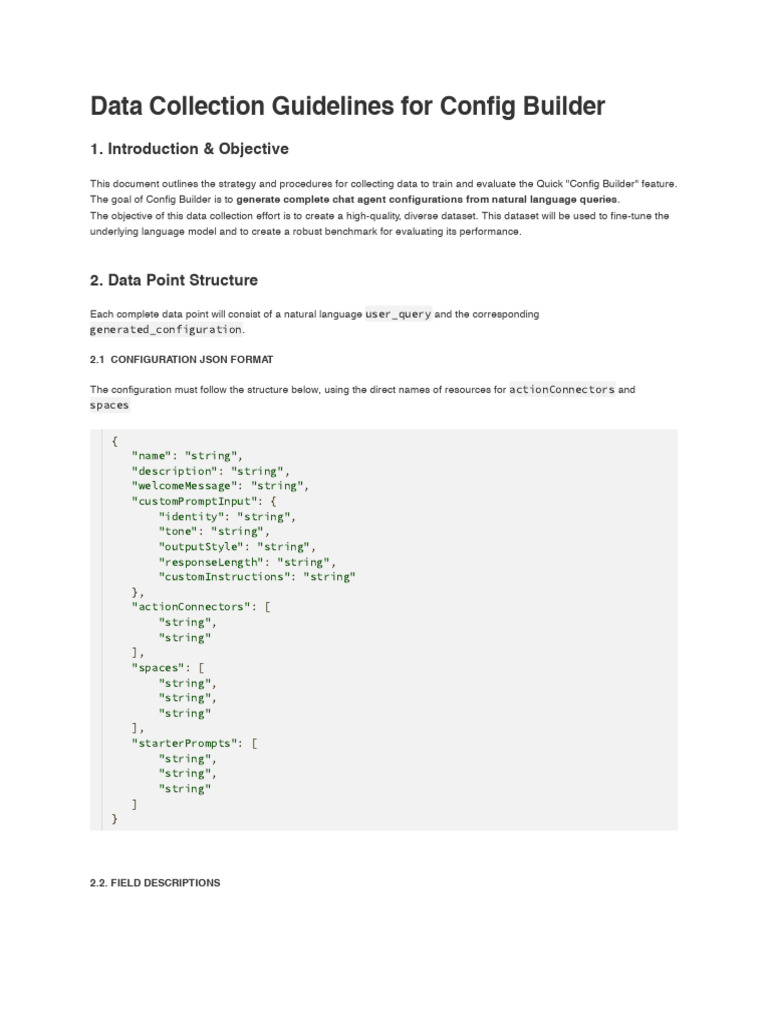 Data Collection Guidelines For Config Builder: 1. Introduction ...