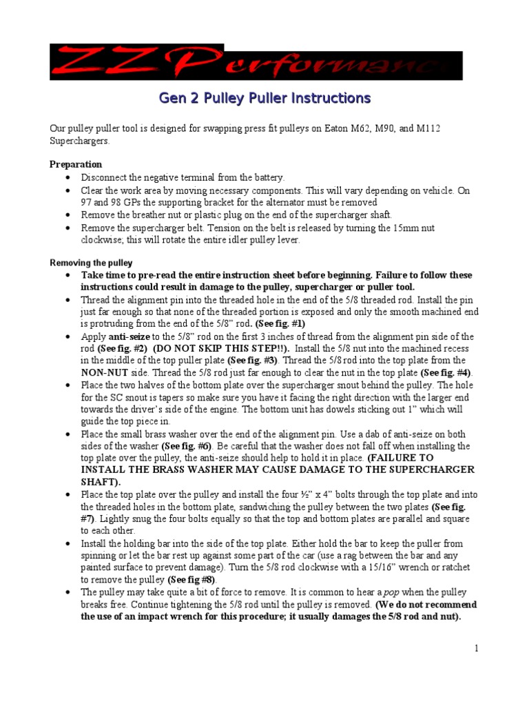 Gen 2 Pulley Puller Usage Guide | PDF | Nut (Hardware) | Screw