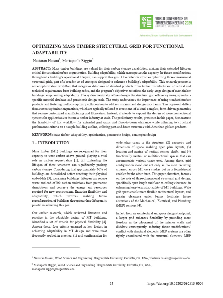Optimization Mass Timber Structure Grid For Functional Adaptability ...