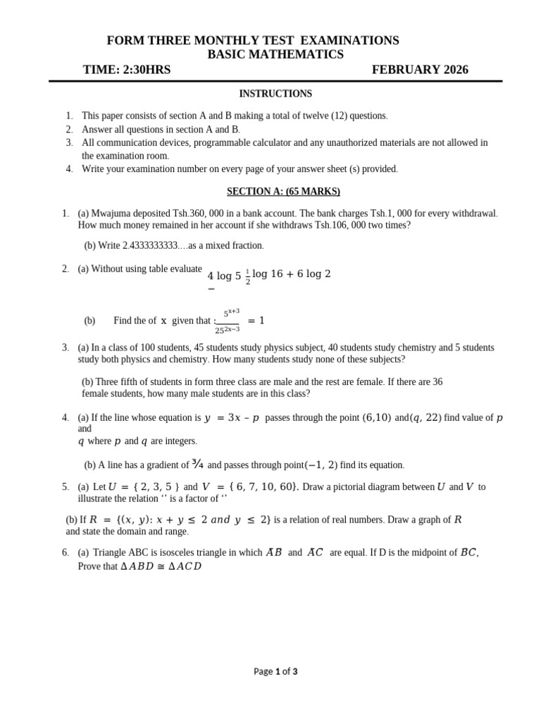 Basic Mathematics FIII - Exam | PDF | Triangle | Mathematics