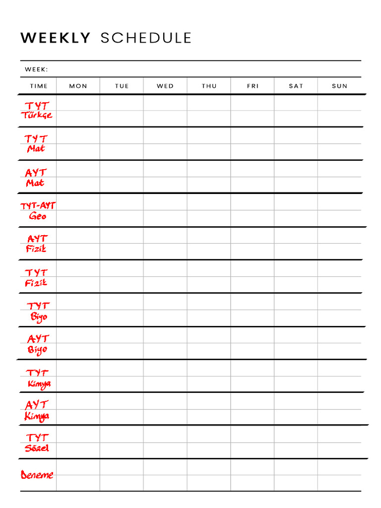 Weekly Schedule | PDF