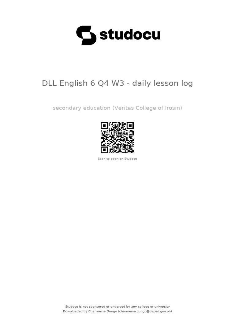 DLL English 6 q4 w3 Daily Lesson Log On Sentence Tenses | PDF | Verb ...
