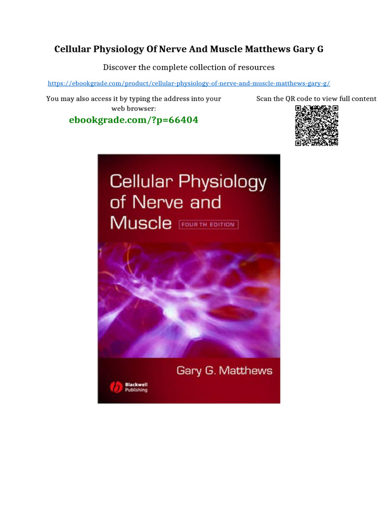 Cellular Physiology of Nerve and Muscle Matthews Gary G PDF Available ...