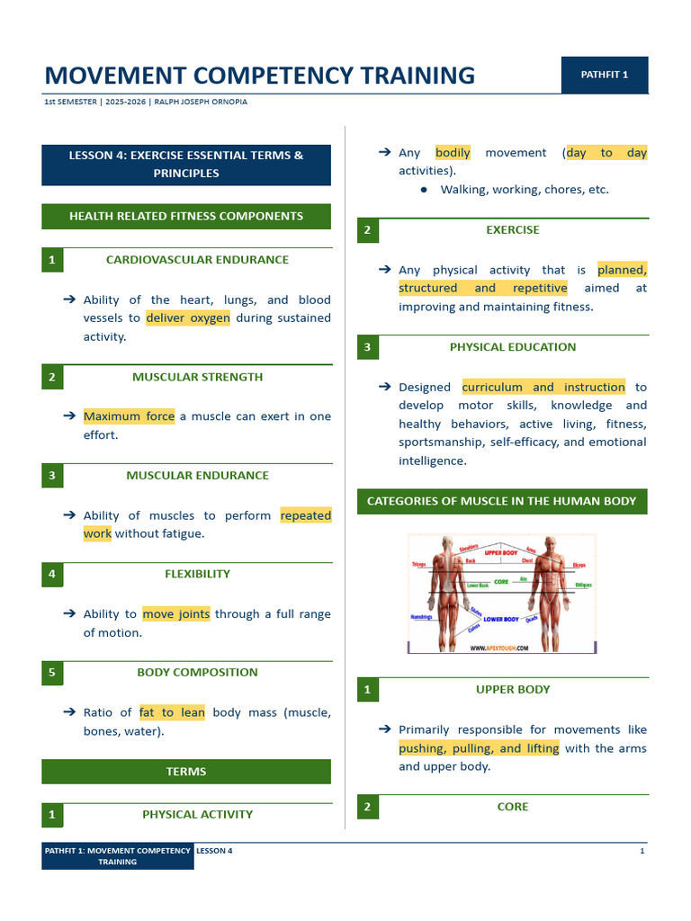 Pathfit 1 Exercise Essential Terms & Principles | PDF | Physical ...