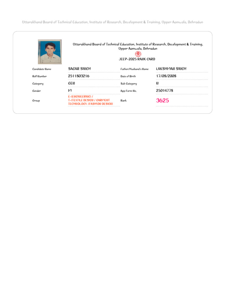 Jeep Rank Card | PDF