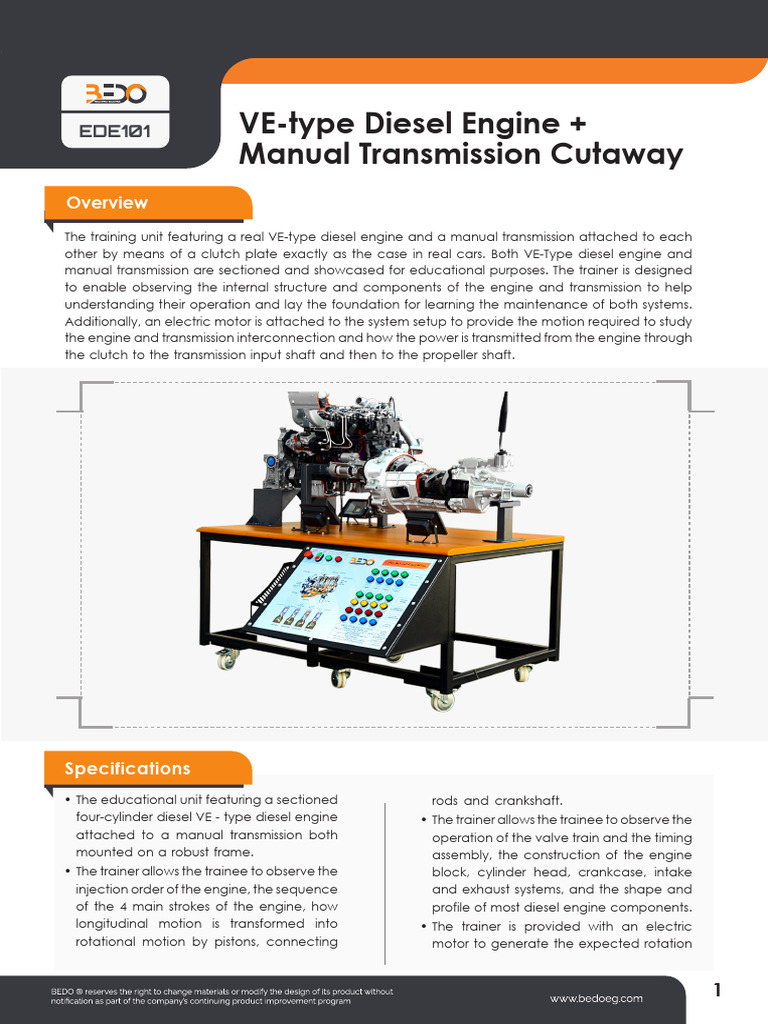 VE Type Diesel Engine Manual Transmission Cutaway | PDF | Diesel Engine ...
