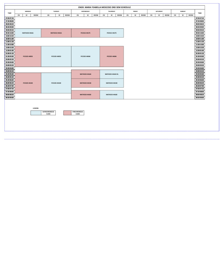 Schedule of Classes 2nd Sem Sem A.Y. 2025 2026 | PDF