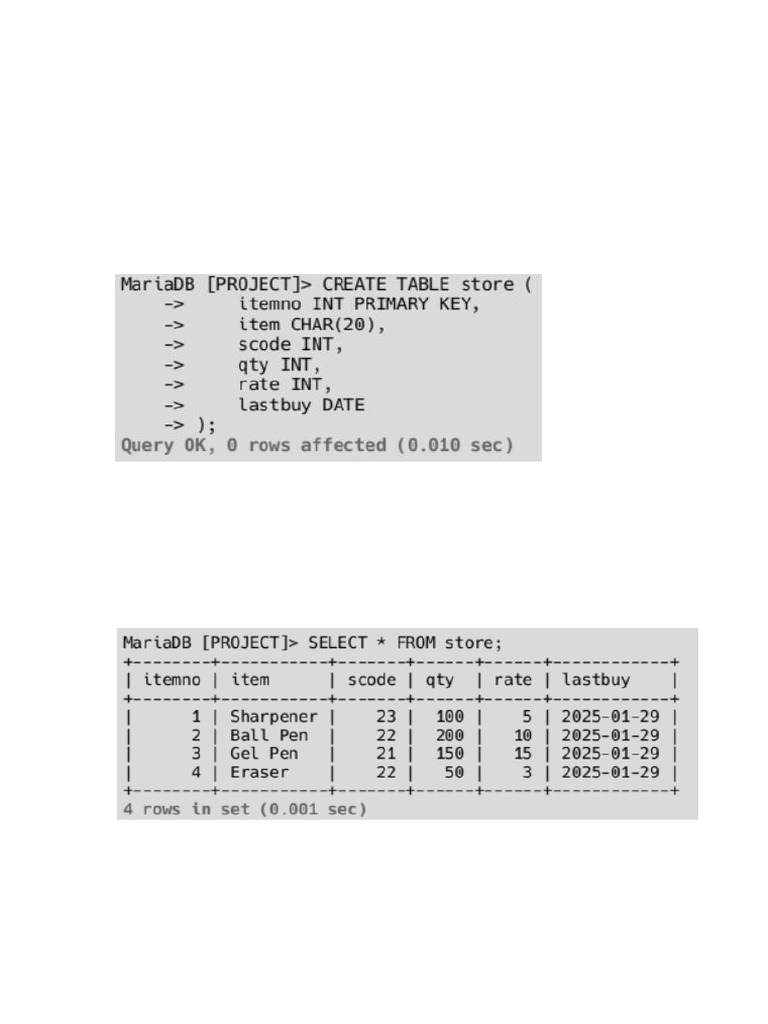 SQL Queries: Q31.Write A Query To Create A Table Named Store | PDF