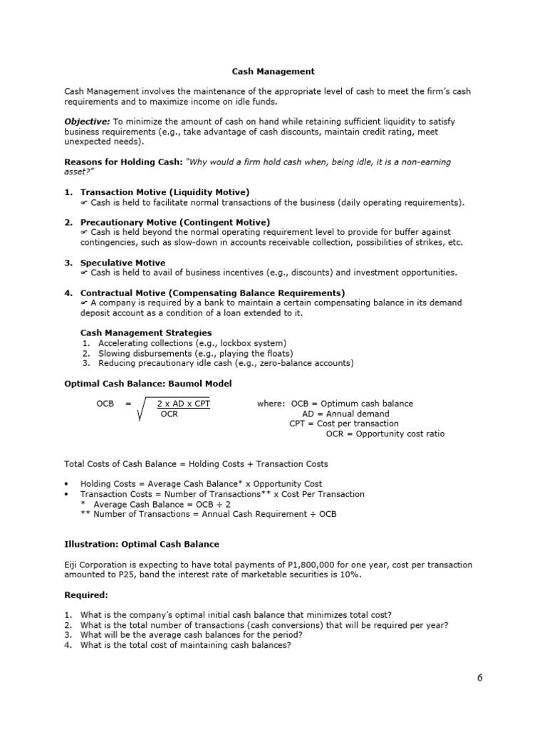 Lesson 4 Cash and Float Management | PDF | Cash | Market Liquidity