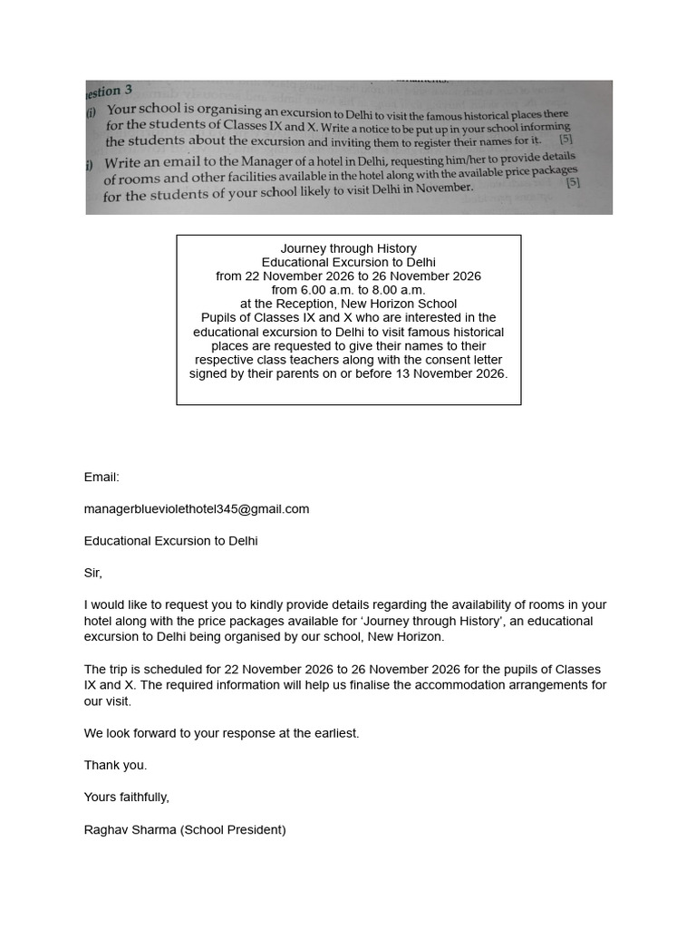 Sample Notice - Excursion | PDF