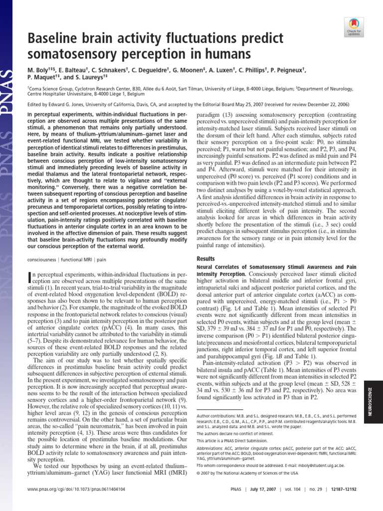 Baseline Brain Activity Fluctuations Predict Somatosensory Perception ...