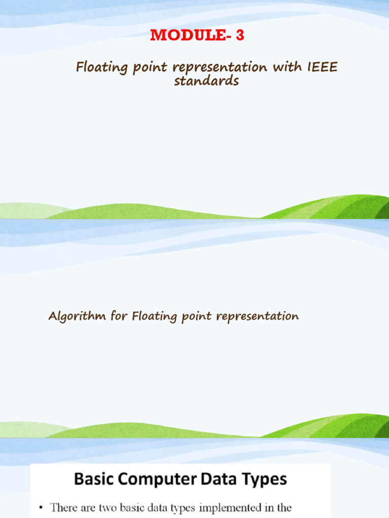 Module-3: Floating Point Representation With IEEE Standards | PDF