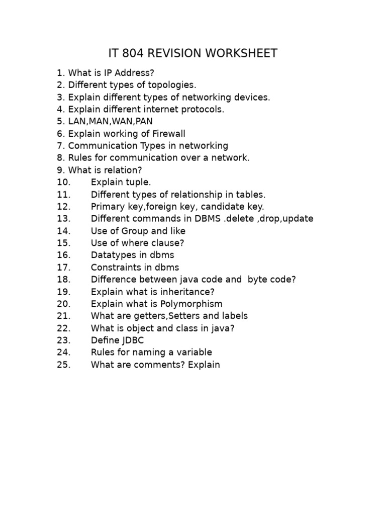 11 Cbse Term Revision Worksheet | PDF