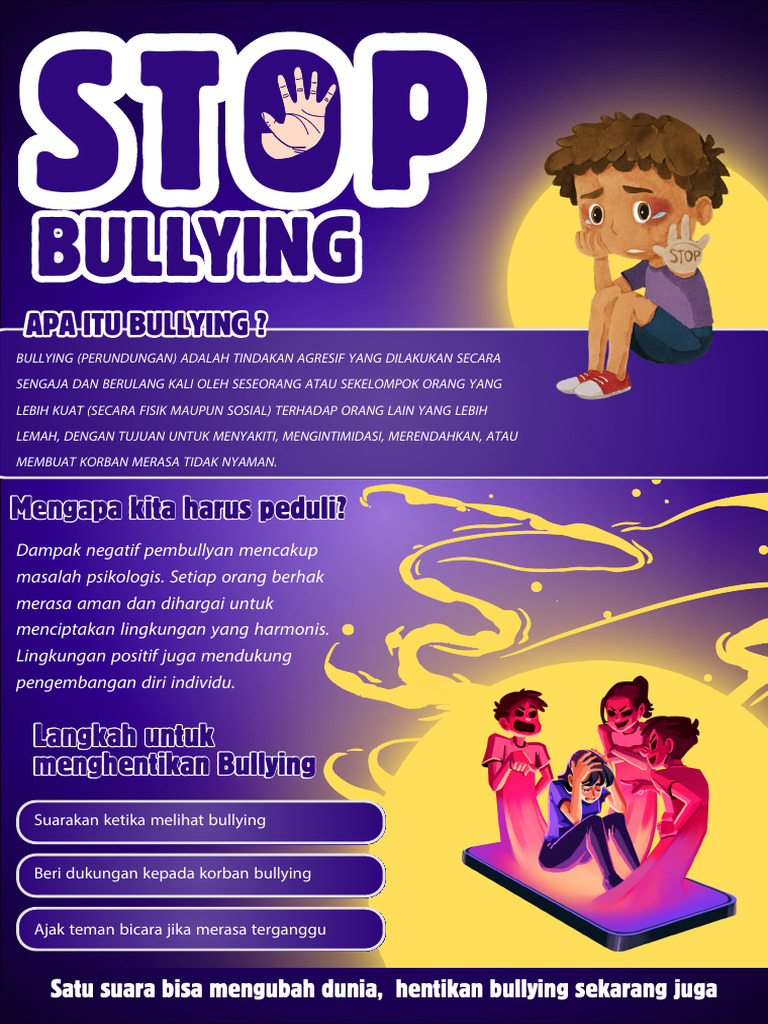 Poster Edukasi Anti Bullying Ilustratif Ungu Dan Kuning - 20260213 ...