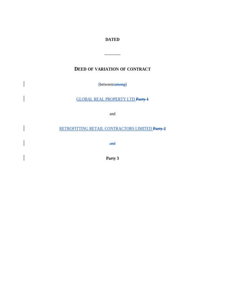 Deed of Variation (Template) (Repaired) | PDF | Guarantee | Legal Documents