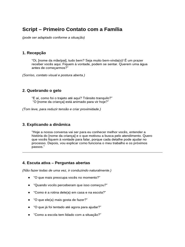 Script Primeiro Atendimento Presencial | PDF