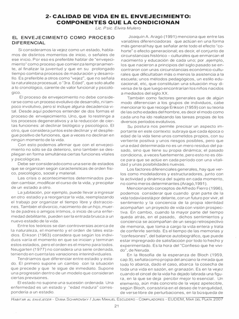 MULERO, E. (2007) - Calidad de Vida en El Envejecimiento | PDF | Vejez ...