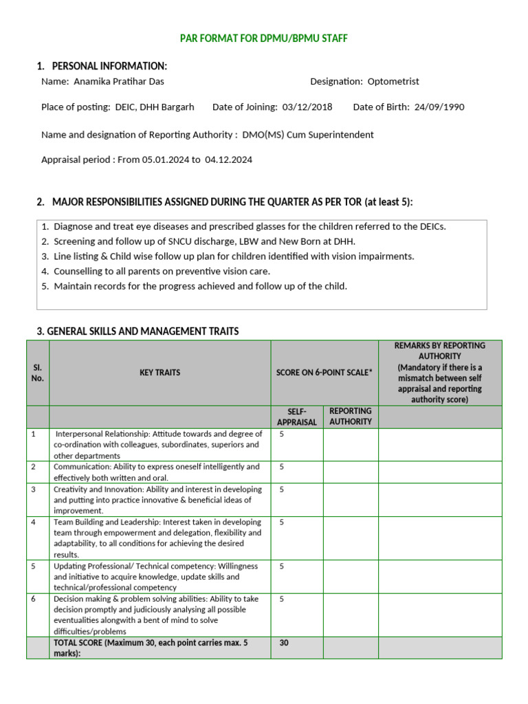 NewPAR Format District Level-Block Level | PDF | Social Psychology ...