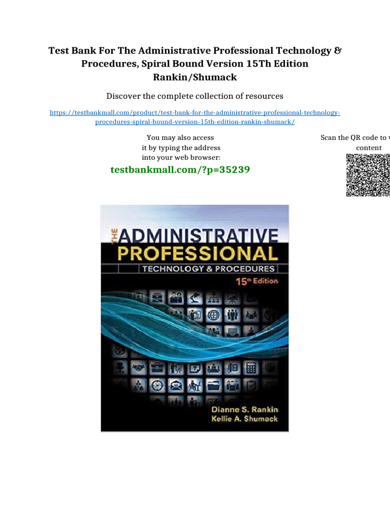 Test Bank for The Administrative Professional Technology & Procedures ...