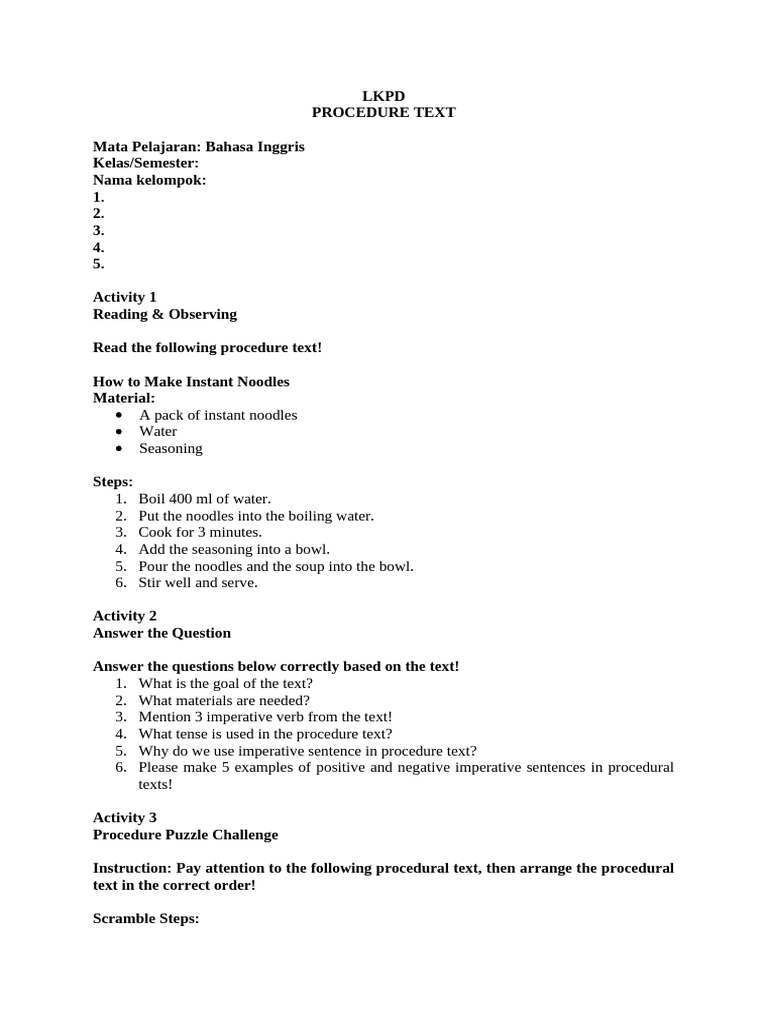 LKPD Procedure Text | PDF