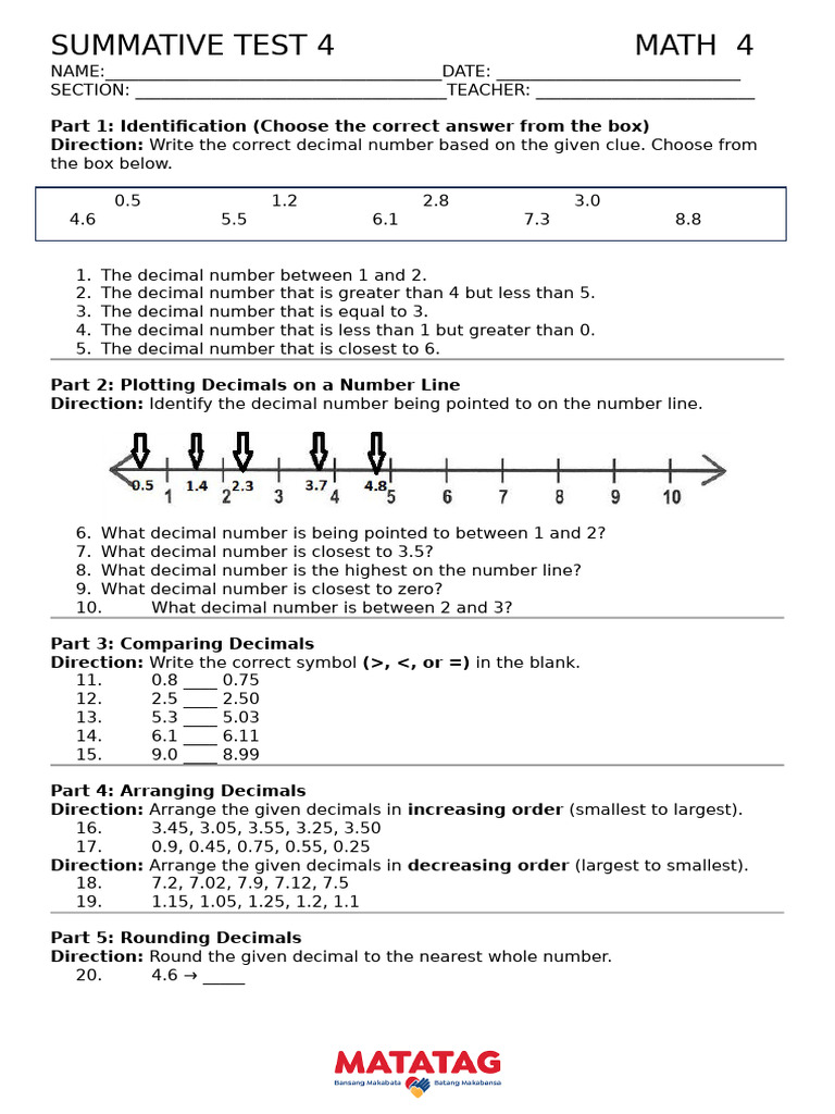 Math 4 Summative 04 | PDF