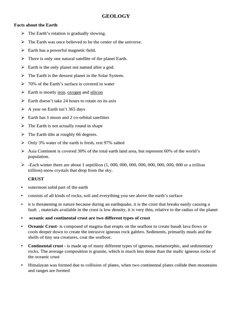 Geology-Hand Outs | PDF | Fault (Geology) | Plate Tectonics