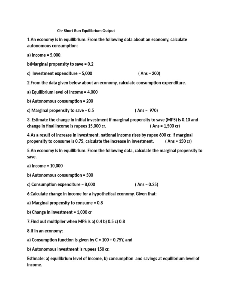 Questions Short Run Equilibrium | PDF