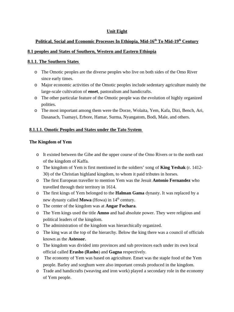 Grade 12 History Revision Note Grade 11 History Unit Eight | PDF | Ethiopia